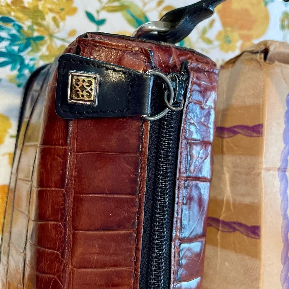 Brighton woman's Croc-Embossed Brown Leather Bag - Picture 2 of 7